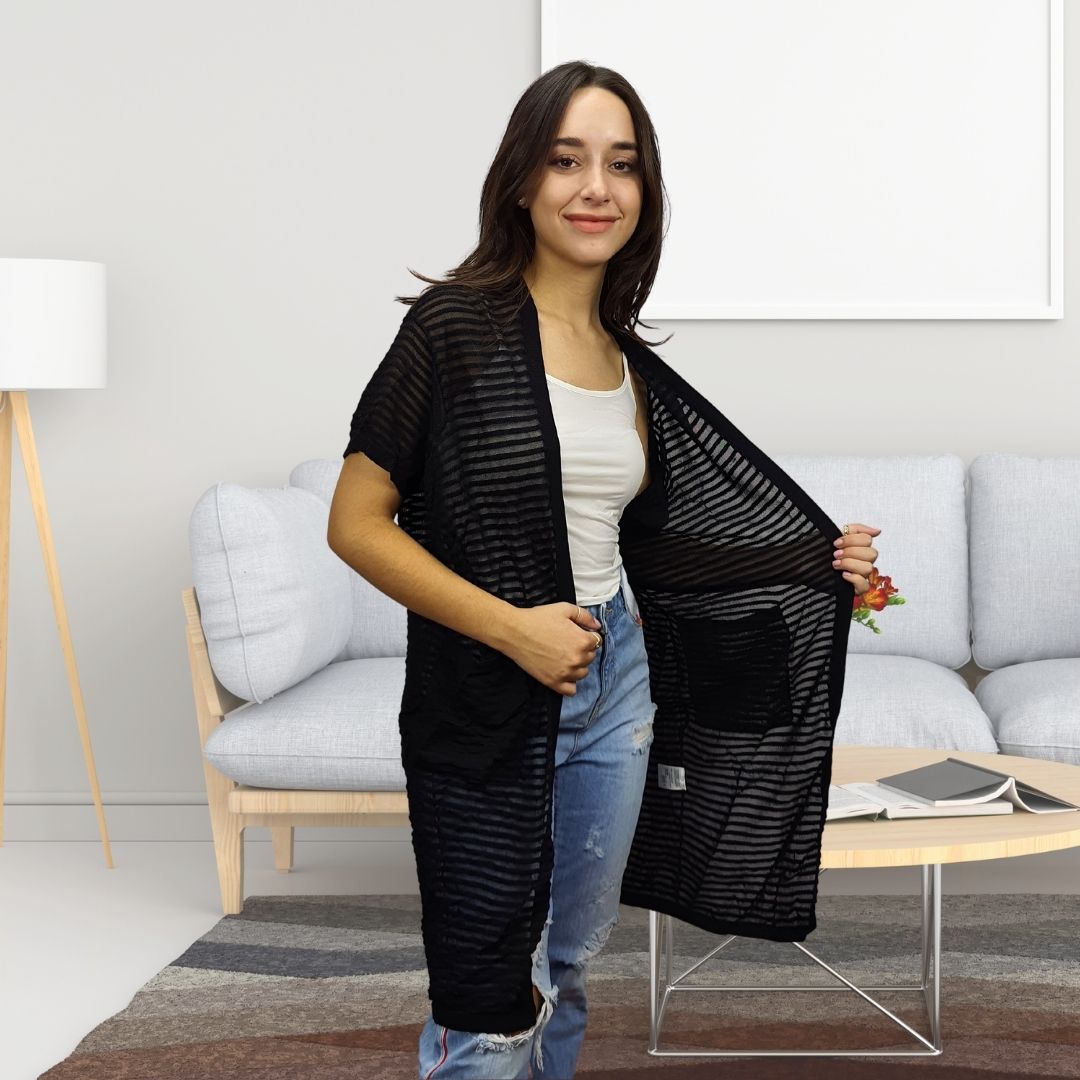 Tapado  Vero Moda Negro  Style DORIS S/S KNIT CARDIGAN(NE-EC-2)