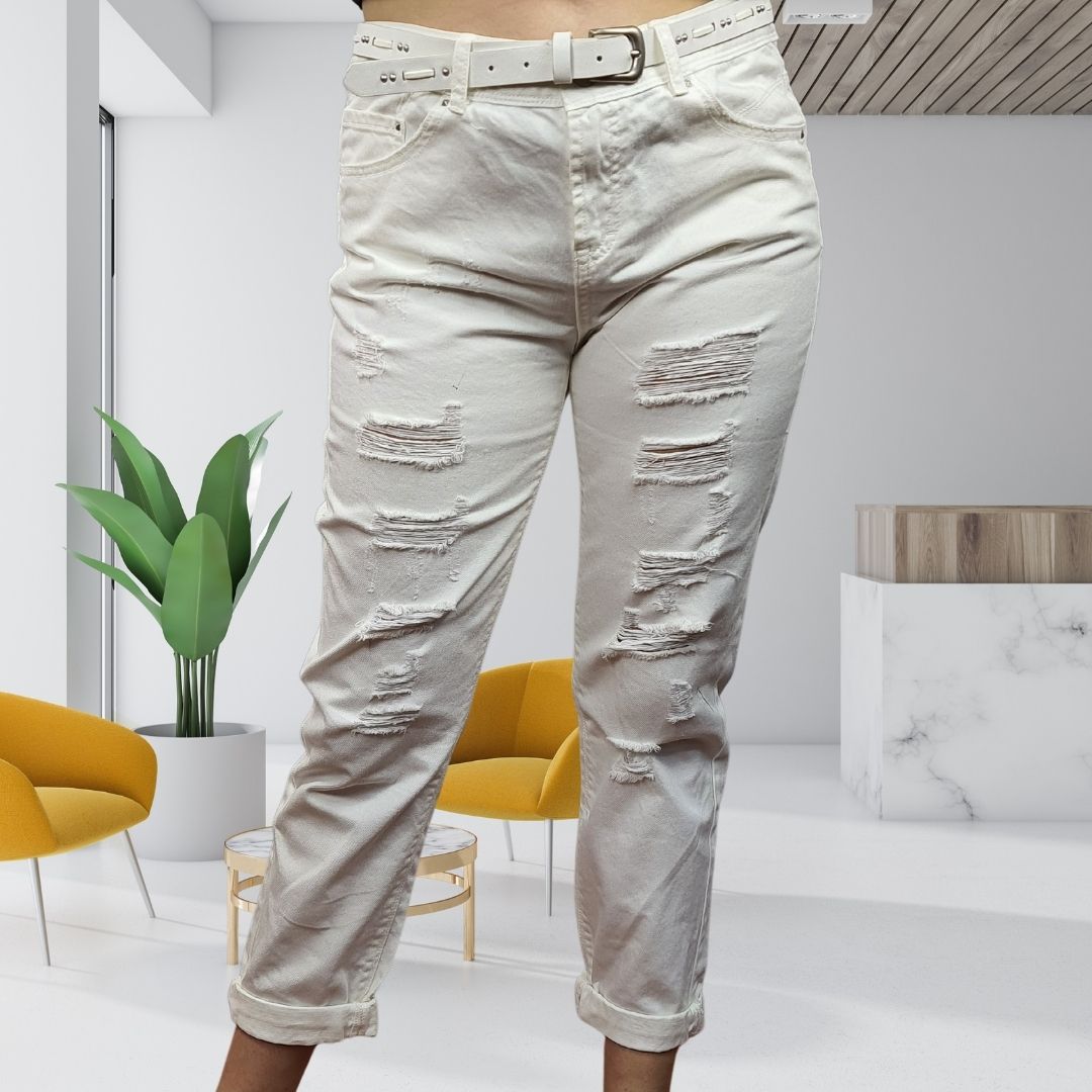 Jeans Vero Moda Blanco Style BARBARA 9/10 BOYFRIEND JEANS(PM-CT-2)