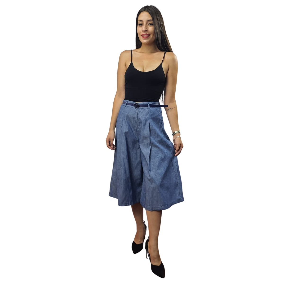 Pantalon Vero Moda Azul Style PEPPER 3/4 HW LOOSE JEANS(NE-EC-2)