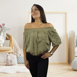 Top  Vero Moda Verde Style VICKY 1/2 WOVEN TOP(HH)