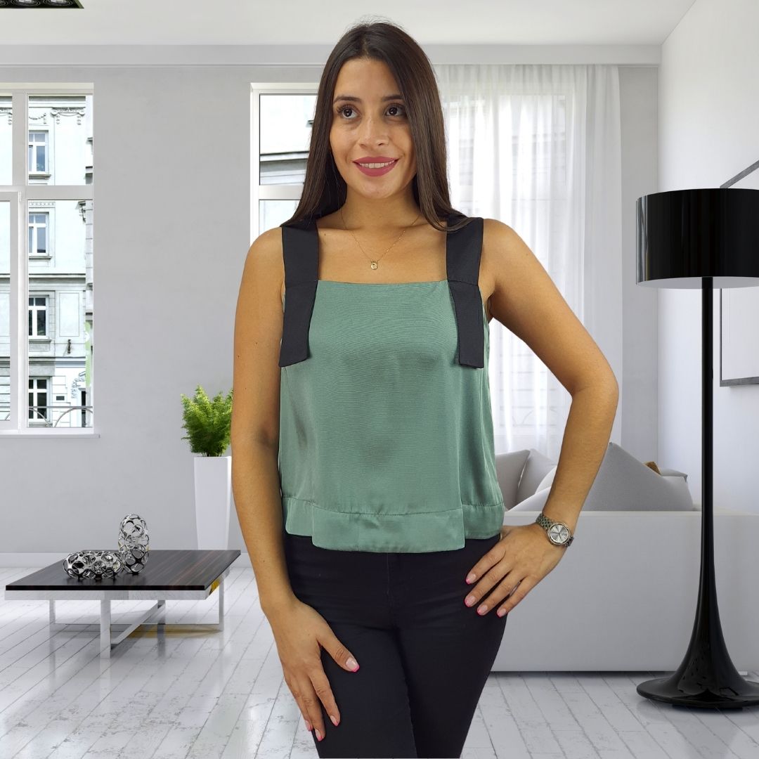 Top Vero Moda Verde Style HENRY SOLID S/L TOP(HOMEWEAR)