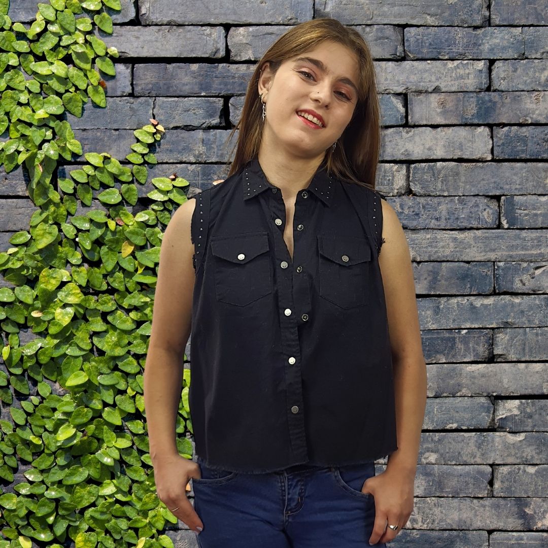 Blusa Rapsodia Sofia Denim Negro