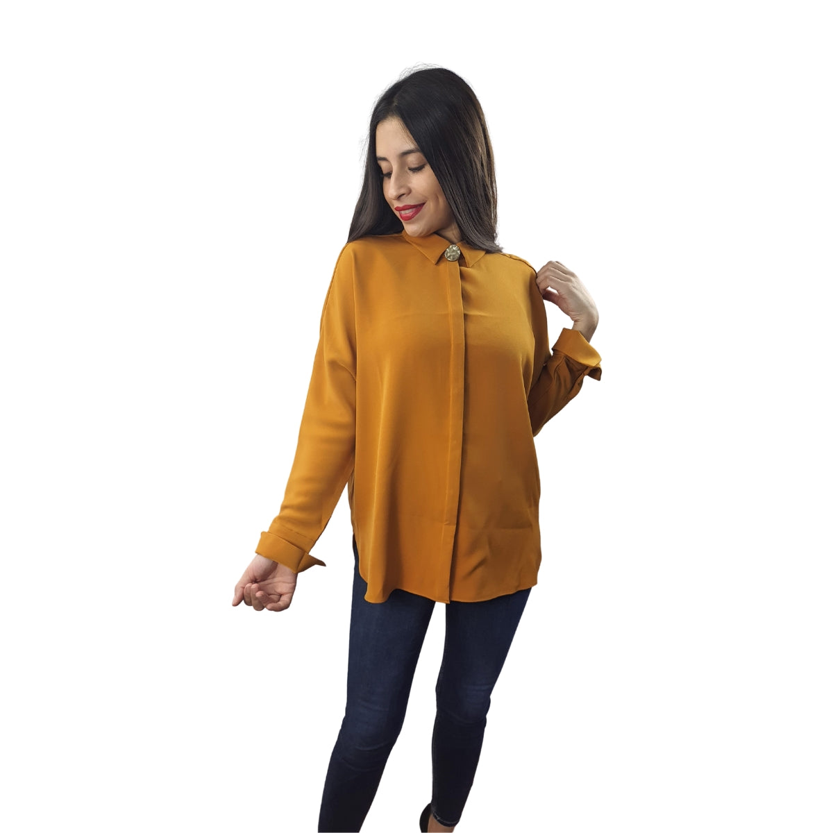 Blusa Vero Moda Mostaza Style BUTTON L/S SHIRT(VMC-BT)