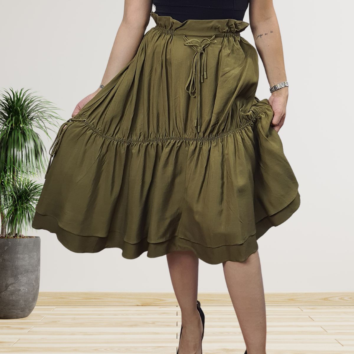 Falda Vero Moda Verde Style JOANNE SOFT MIDI SKIRT(BJ)