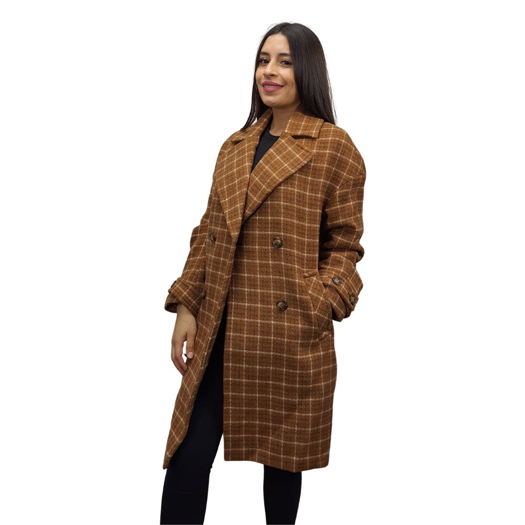 Blazer Vero Moda Marron Style ROSE TARTAN L/S WOOL COAT(LL)