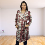 Blazer Vero Moda Burdeo y Blanco Style CRYSTAL L/S COAT(EL)