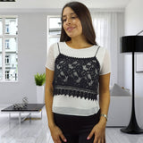 Polera  Vero moda Blanco y Negro Style PORTER S/S TOP SET(HH)