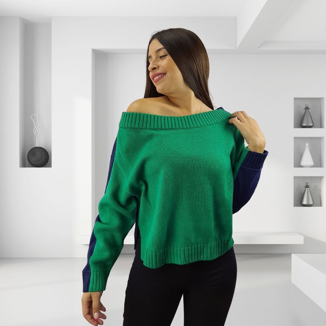 Sweater Vero Moda Verde y Azul Style JAYNE L/S SWEAT(HOMEWEAR)