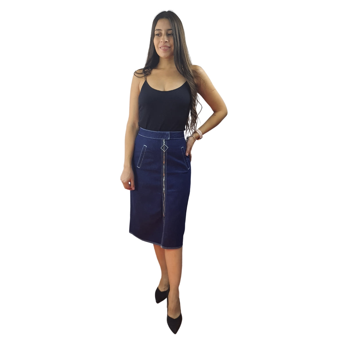 Falda Vero Moda Azul Oscuro Style ZIPPER HW DENIM SKIRT(MM)