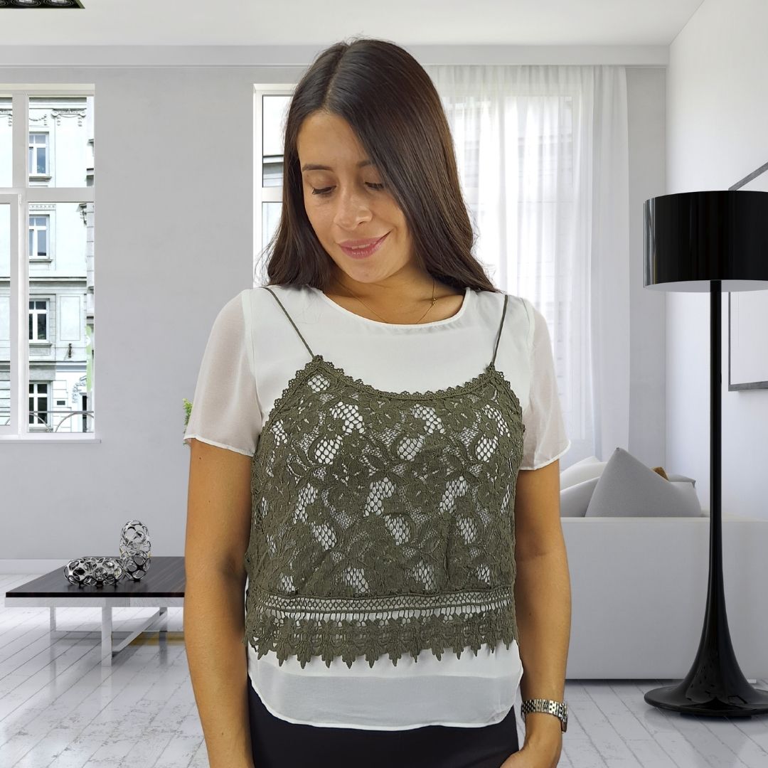 Top Vero moda Verde Style PORTER S/S TOP SET(HH)