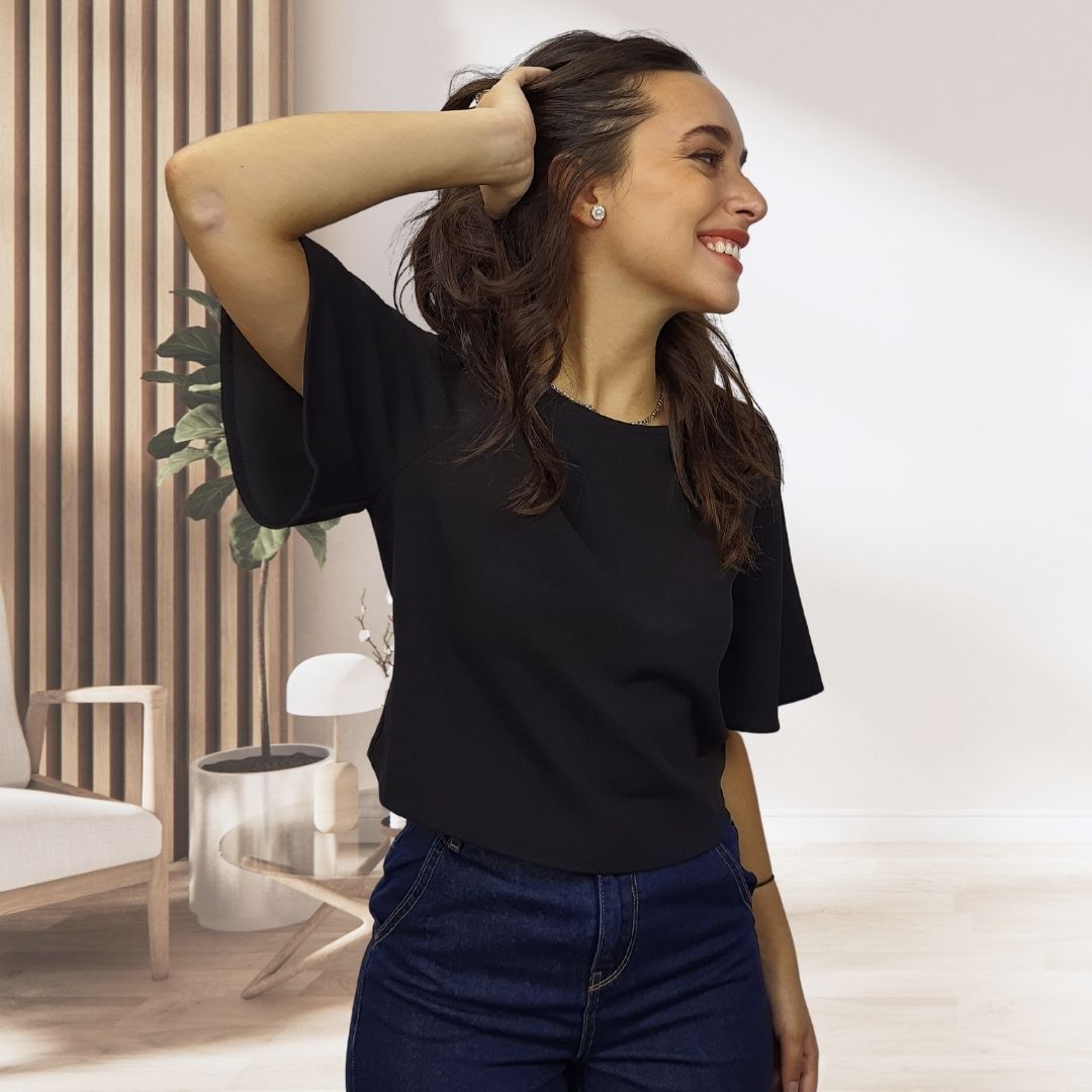 Blusa Vero Moda Negro  Style CAMILLE BOX S/S TOP(MP)