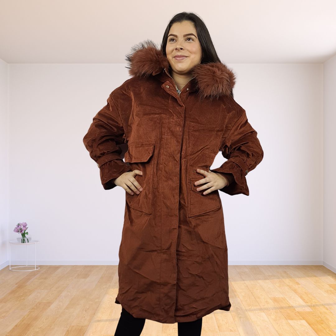 Parka Vero Moda Marron Style CHOICE PATCH 3/4 DOWN COAT-OR