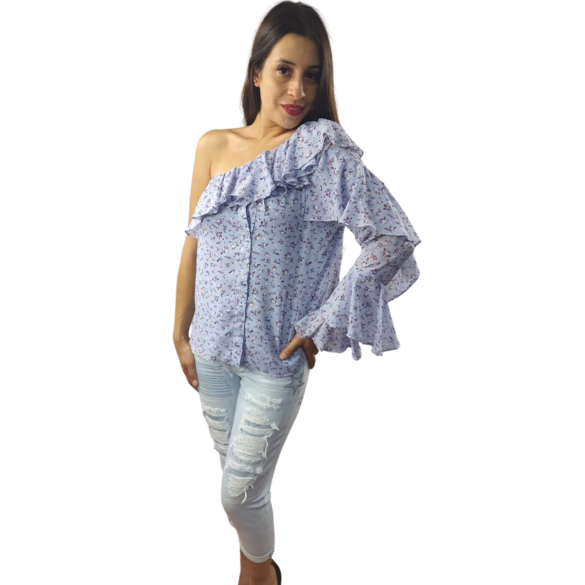 Blusa Vero Moda Azul Claro Style FISTULA DARYAN L/S SHIRT CL1(BJ)