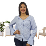 Blusa Vero Moda Azul Claro Style ALPINE STRIPE L/S SHIRT(FL)
