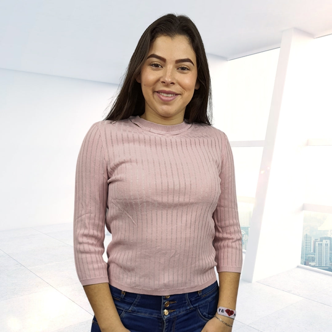 Blusa Vero Moda Rosa Palida Style LEONARDO 3/4 KNIT(VMC-TP)