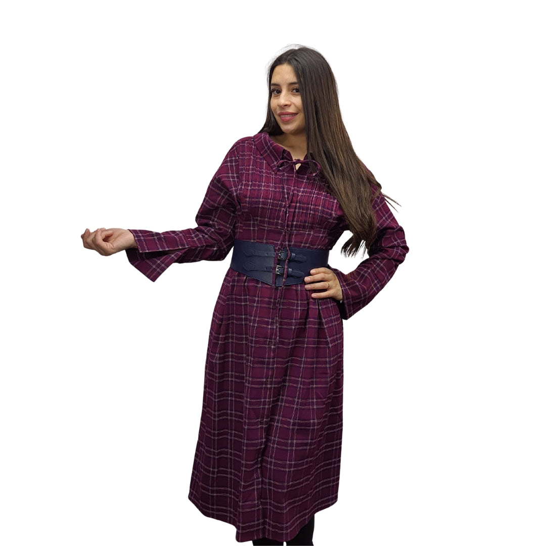 Vestido Vero Moda Vino Style PEANUT L/S SHIRT DRESS(LL)