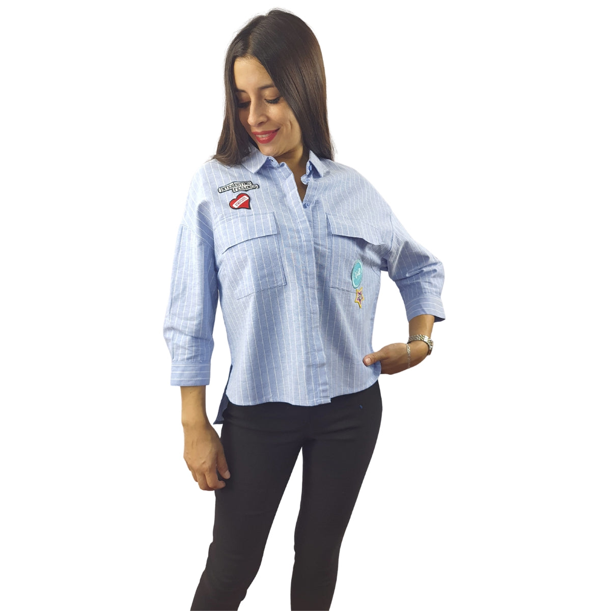 Blusa Vero Moda Azul Claro Style ENGLAND 3/4 DENIM SHIRT(SD)