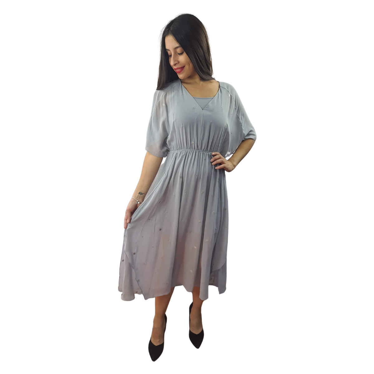 Vestido Vero Moda Gris  Style BLANCHE 1/2 DRESS SET(FL)