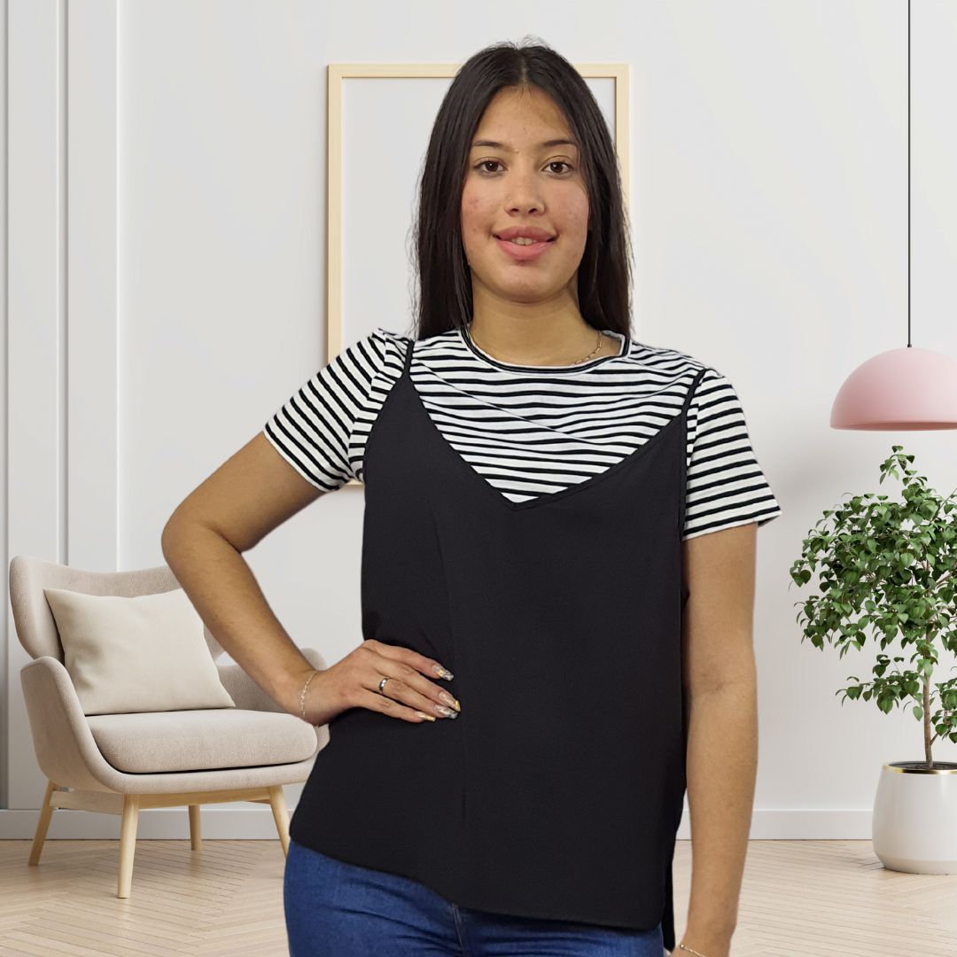 Polera Vero Moda Negro Style KYLE S/S TOP SET(TP)