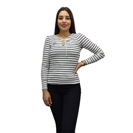 Polera Vero Moda Blanco Style AMMI STRIPE L/S TOP(EL)