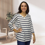 Blusa Vero Moda Blanco y Negro  Style CASUAL 3/4 V NECK TOP(TP)