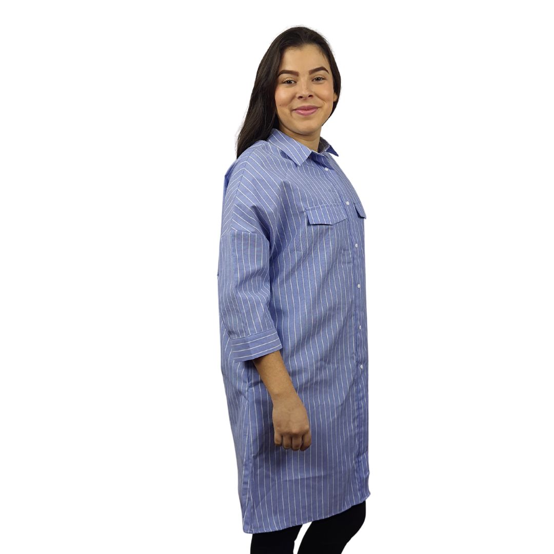 Vestido Vero Moda Azul Claro Style ELSA JOLENE 3/4 LONG SHIRT(PM-CT-3)