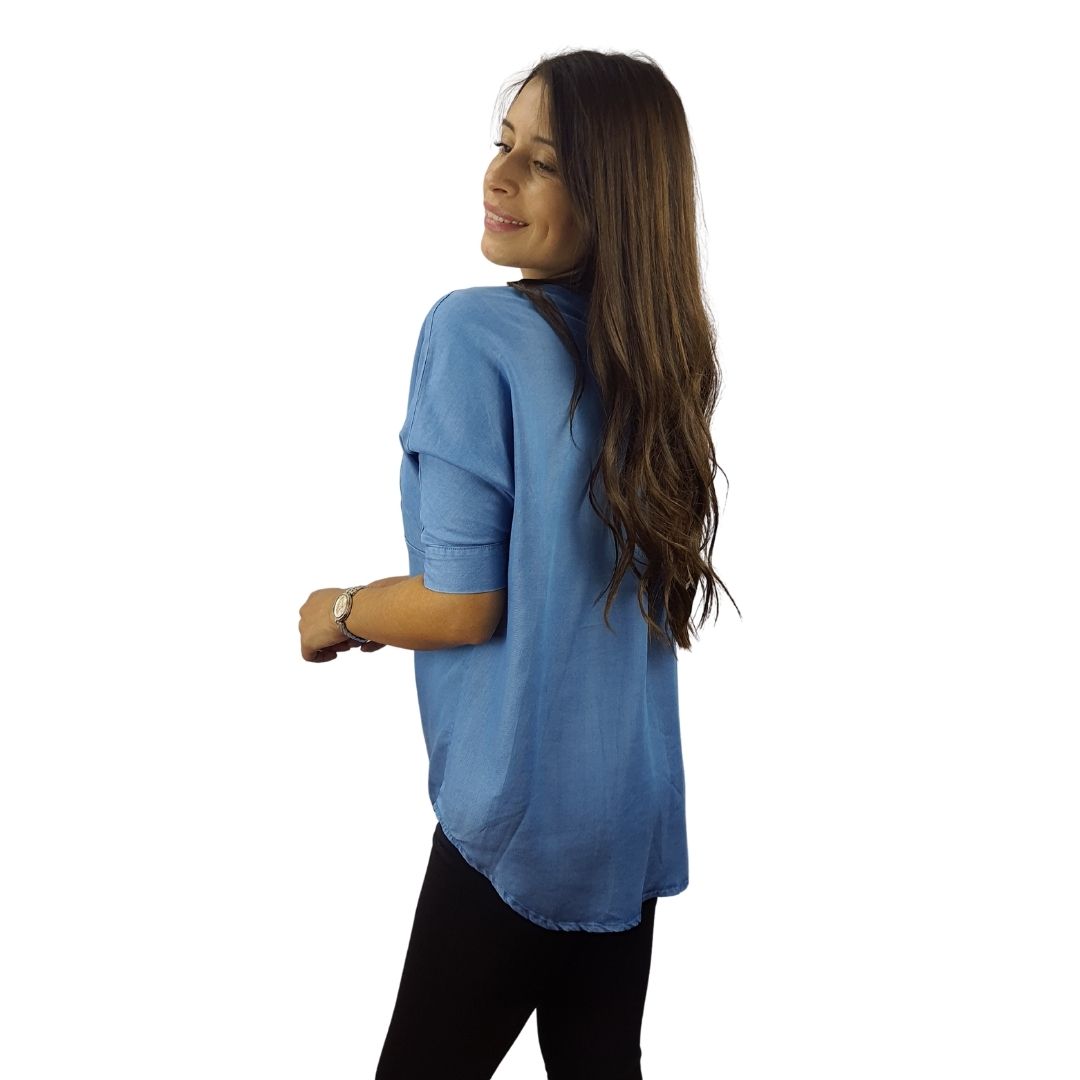 Camisa Vero moda Azul Style SOCCER 3/4 DENIM SHIRT(HH)