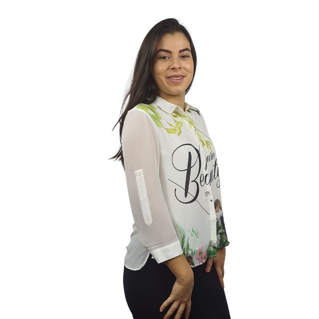 Blusa Vero Moda Blanco Style FLOV VOICE 3/4 SHIRT(HH)