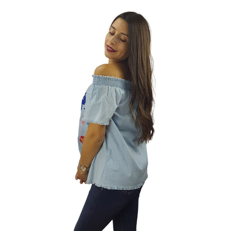 Blusa  Vero Moda Azul  Style PRANK SS DENIM TOP(NN)