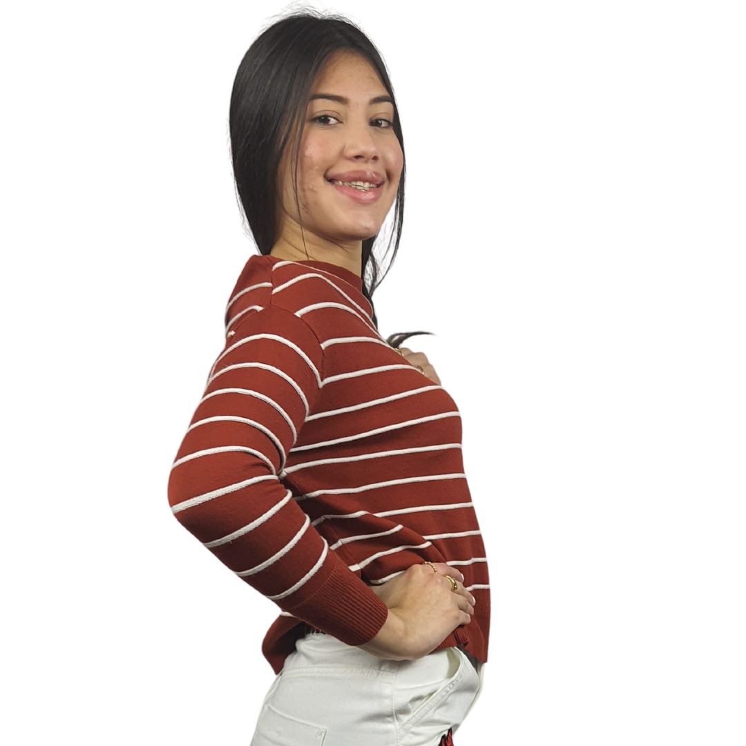 Sweater Vero Moda Marron Style ANNA L/S KNIT(UM)
