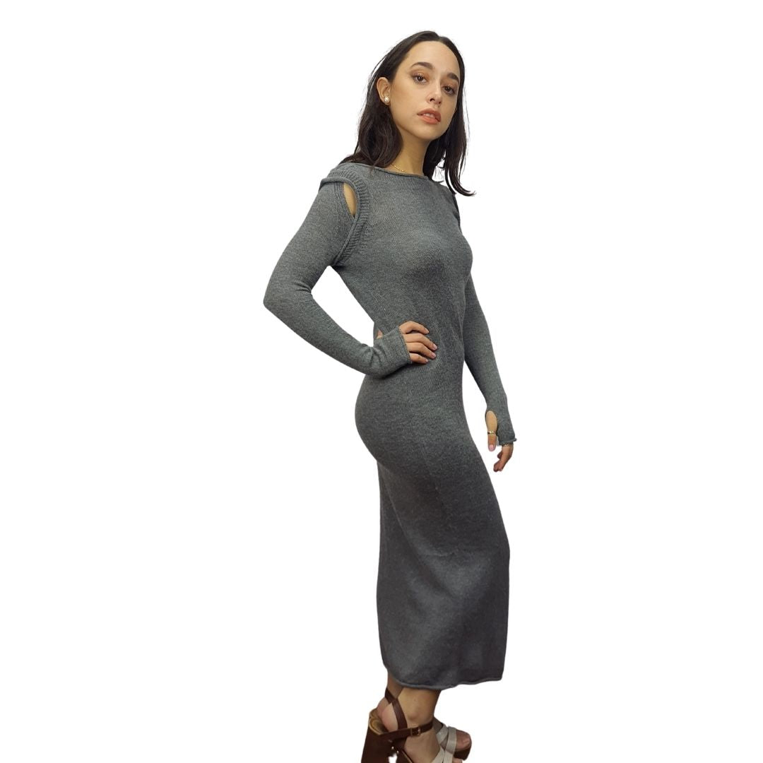 Vestido  Vero Moda Gris  Style ARA LS KNIT DRESS(MW-EC-2)
