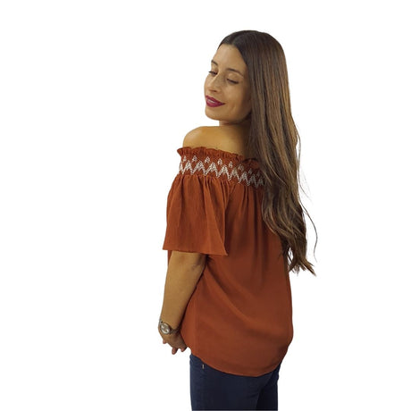 Blusa Vero Moda Marrón  Style SCOTT S/S TOP(HH)