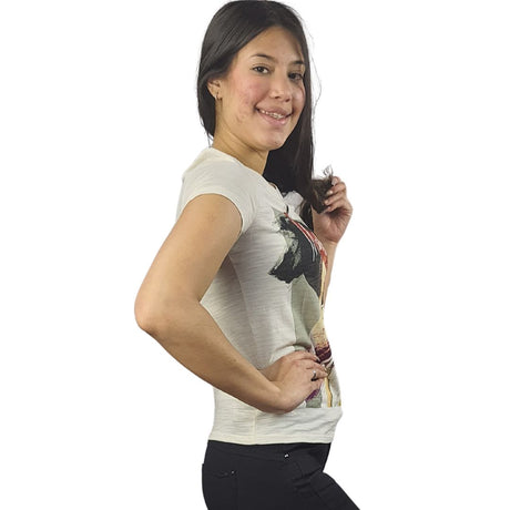 Polera Vero Moda Beige Style PAINT H S/S TOP(EL)