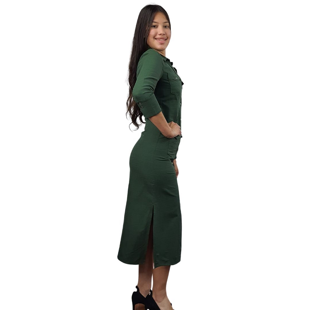 Vestido Veromoda Verde Style TUTTLE 3/4 LONG SHIRT(PM-ET-3)