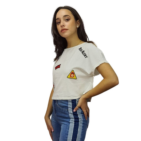 Top  Vero Moda Blanco  Style EC ANGRY BIRD FLY PATCH S/S TOP(MP)