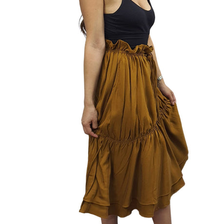 Falda Vero Moda Marron Style JOANNE SOFT MIDI SKIRT(BJ)