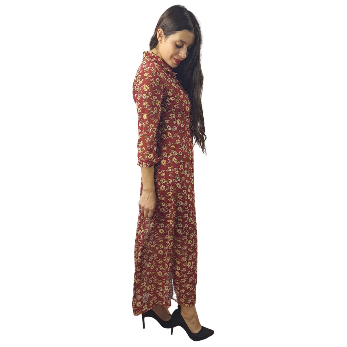Vestido Vero Moda Burdeo Style RETAIL LI 3/4 LONG SHIRT SET(HH)