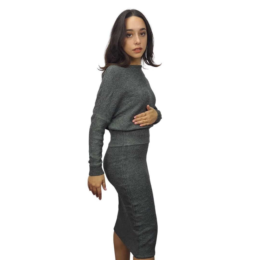 Vestido Vero Moda Gris Style ANGELIQUE L/S KNIT DRESS(VMC-MW-ET-2)