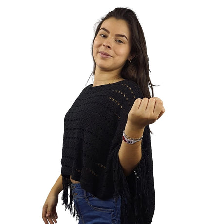 Poncho Vero Moda Negro Style HEATHER L/S KNIT(EL)