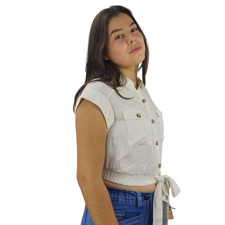 Blusa Vero Moda Blanca Style SASHA S/S SHIRT(NE-EC-3)
