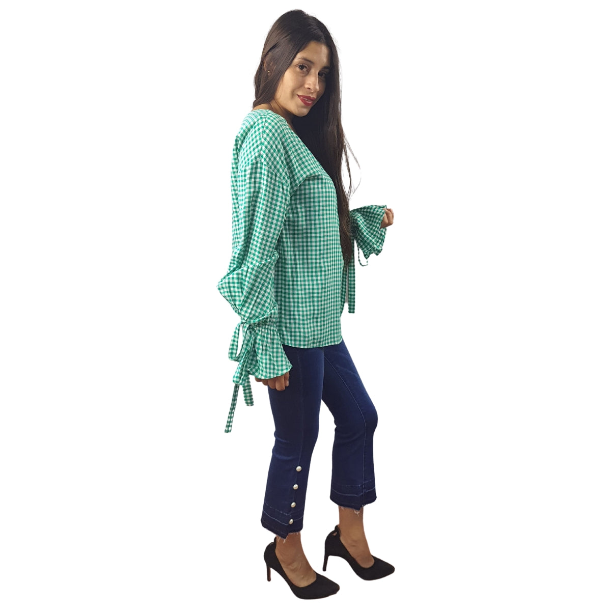 Blusa Vero Moda Verde Style POMELO TARTAN L/S SHIRT(SL)