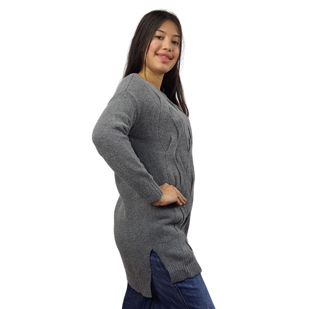 Sweater Vero Moda Gris Style SELENA L/S LONG KNIT(BN-EC-2)
