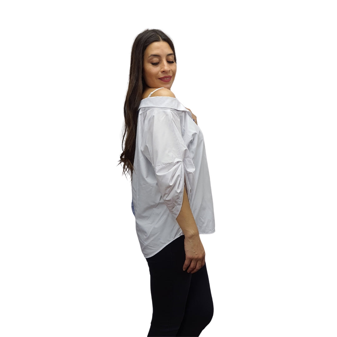 Blusa Vero Moda Blanco y Azul Style BRIDGE 3/4 SHIRT(SL)