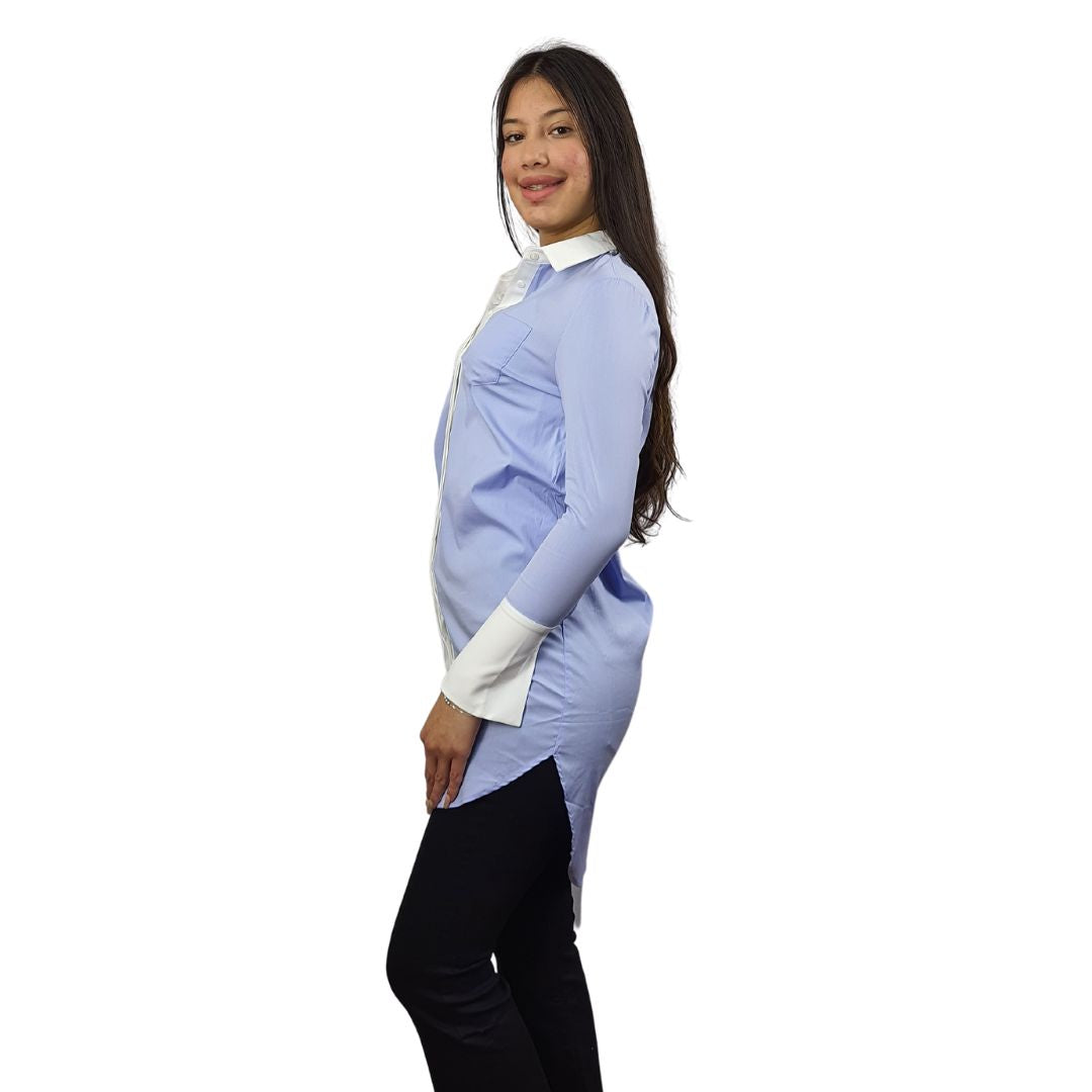 Blusa Vero Moda Azul Style PANDORAL L/S LONG SHIRT(MW-EC-2)