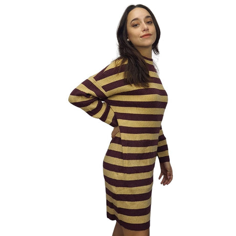 Vestido  Vero Moda Beige y Vino  Style KATE 7/8 KNIT DRESS(PM-EC-2)