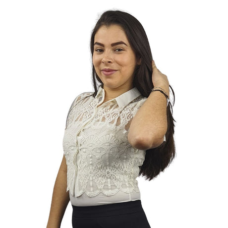 Top Vero Moda Blanco Style VIVIEN S/S SHIRT SET(VMC-HH)