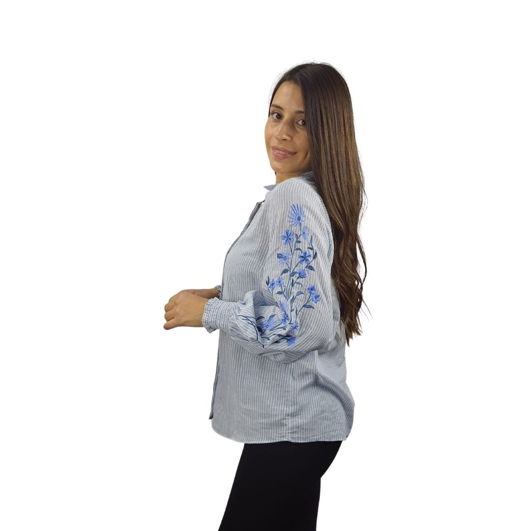 Blusa Vero Moda Azul Style NICOLE 3/4 SHIRT(NN)