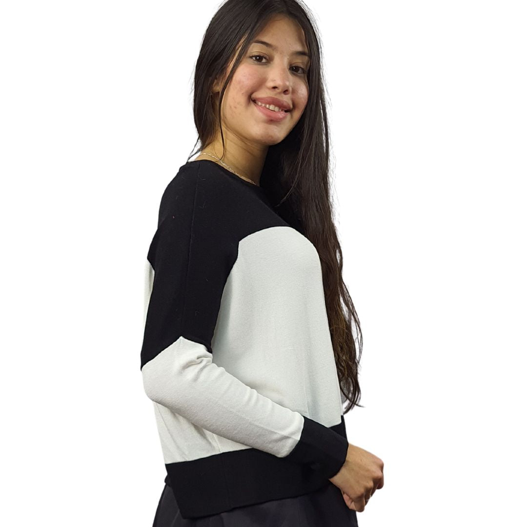 Sweater Vero Moda Blanco y Negro Style CONTRAST L/S KNIT(VMC-PM-EC-1)