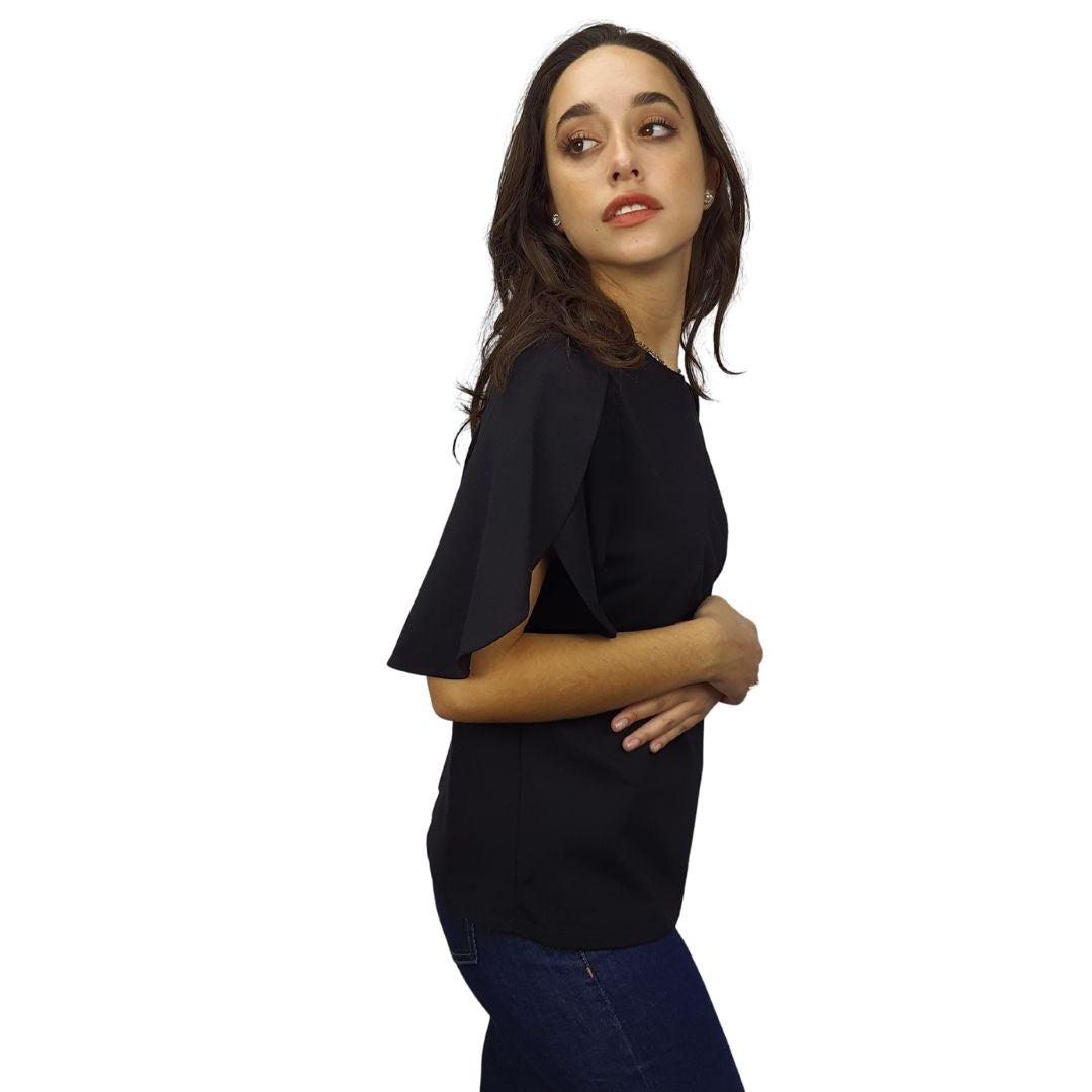 Blusa Vero Moda Negro  Style RAE S/S JERSEY TOP(VMC-TP-ET-3)