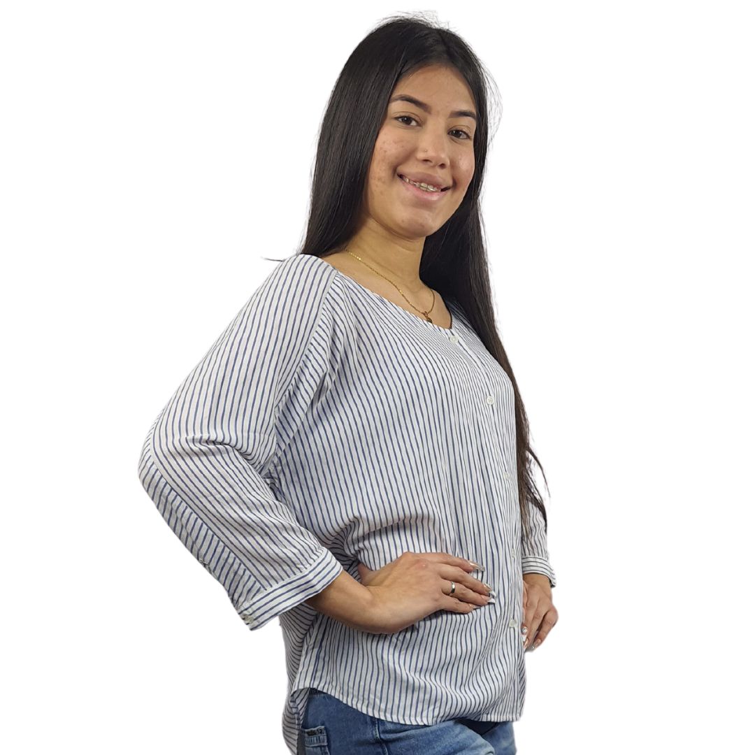 Blusa Vero Moda Blanco y Azul Style MADGE 3/4 SHIRT(SL)